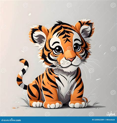 AI Generated Illustration Of Cartoon Tiger With Wings Sitting Down