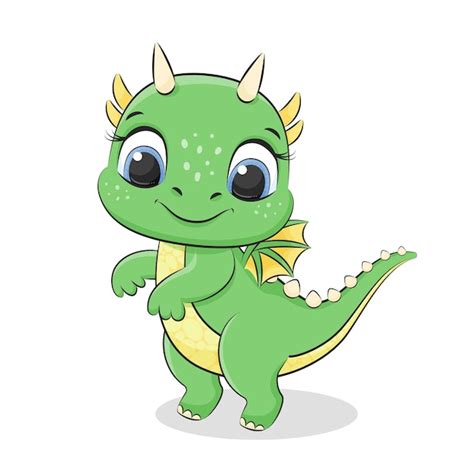 Lindo bebé dragón o dinosaurio símbolo de 2024 ilustración de vector de