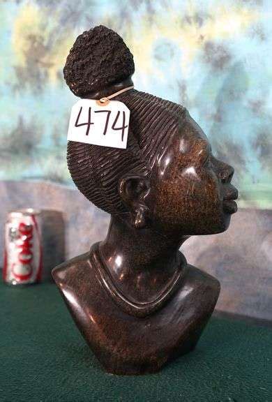 African Woman Head Bust Made From Soapstone Statue Leap Auctions Llc