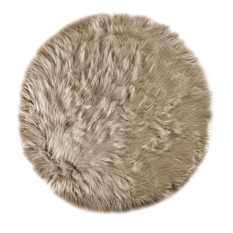 Latepis Sheepskin Faux Fur Beige 3 Ft X 3 Ft Cozy Fluffy Rugs Round