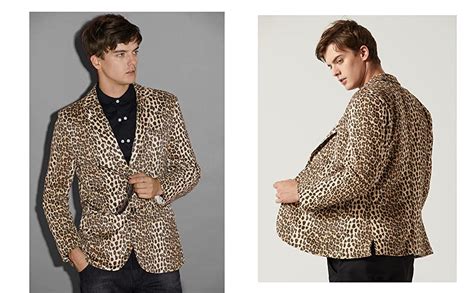 Lars Amadeus Herren Blazer Mit Partytier Leopardenmuster Gekerbtes