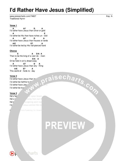 I D Rather Have Jesus Simplified Chords Pdf Traditional Hymn