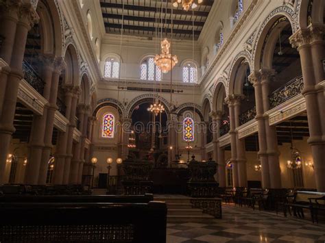 Interior Of A Synagogue With Bimah In Middle Synagogue Is Jewish House