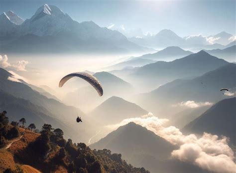Paragliding In Nepal Soaring High Over Pokhara Nepal Desk