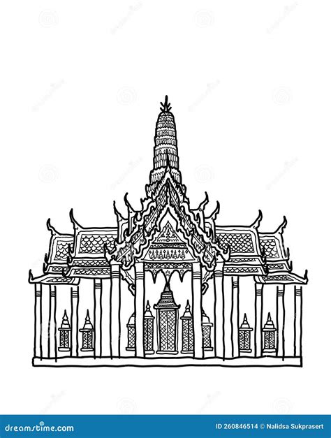 Temple Of The Emerald Buddha In Bangkok Thailand Logo Symbol Flat