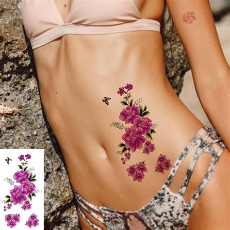 Hojas De Tatuajes Temporales De Flores Para Mujeres Ni As Y Adultos