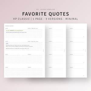 Favorite Quotes Tracker Printable Hp Classic Positive Mindset Quotes