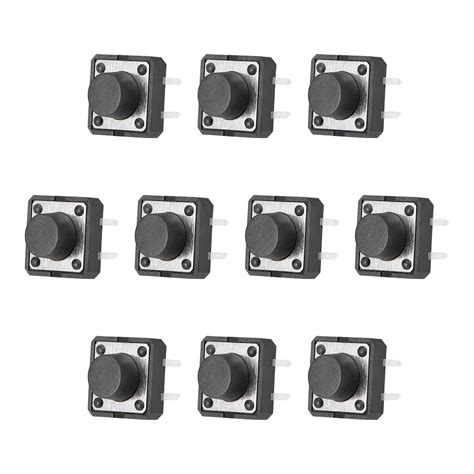 Uxcell 12x12x7mm Panel Mini Micro Small Pcb Momentary Tactile Tact Push Button Switch Dip 10pcs