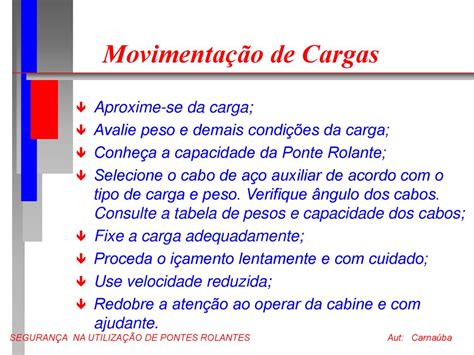 Treinamento Seguran A Na Utiliza O De Pontes Rolantes Ppt Carregar