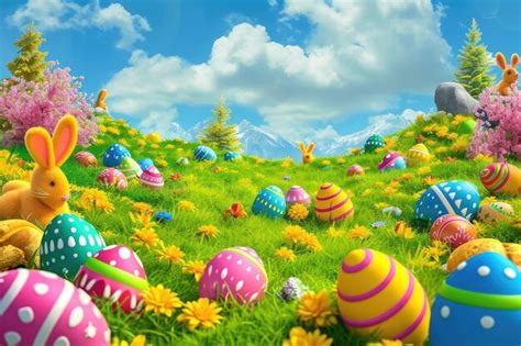 Premium Photo Colorful Easter Egg Hunt Scene