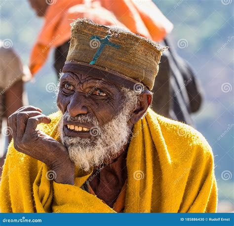 Aksum, Ethiopia - Feb 08, 2020: Old Ethiopian Man on the Road between ...