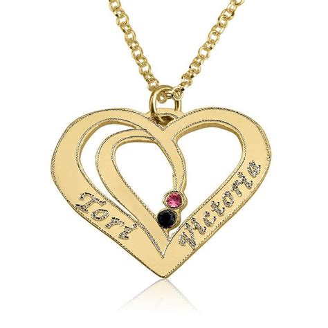 Personalized 18k Yellow Gold Entwined Hearts Name Necklace Persjewel