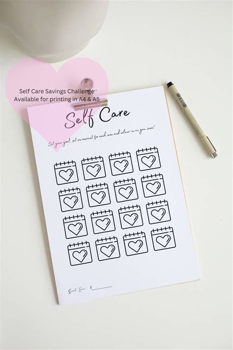 Self Care Savings Challenge Printable Pdf A A Calendar Etsy