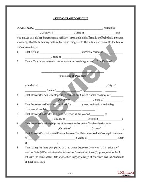 Affidavit Of Domicile Affidavit Of Domicile Us Legal Forms