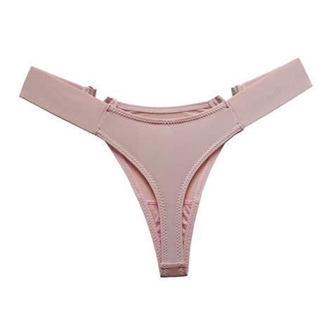 Uaang Sexy Underwear Seamless Women Panties Low Rise Thongs V Shaped Metal Decor Panties Bikini