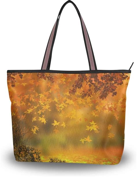 Sac Main Bandouli Re Pour Femme Motif Feuilles D Automne Orange