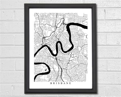 Brisbane Map Art Map Print Brisbane Map Customized Map - Etsy