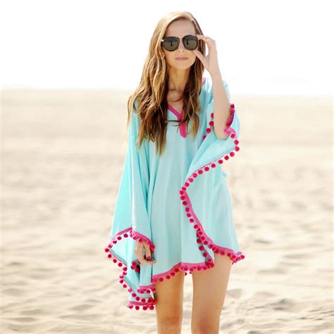 2018 Sexy Cotton Bathing Suit Cover Ups Summer Beach Dress Tassel Trim Bikini Swimsuit Cover Up