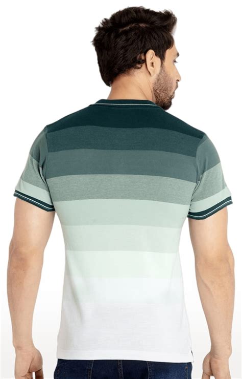 Men S Green Polycotton Striped Polo T Shirts