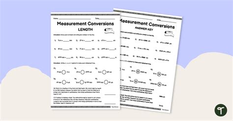 Measurement Conversions Length Worksheet Teach Starter