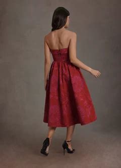 Madeline Red Hot Pink Midi Dress Azazie