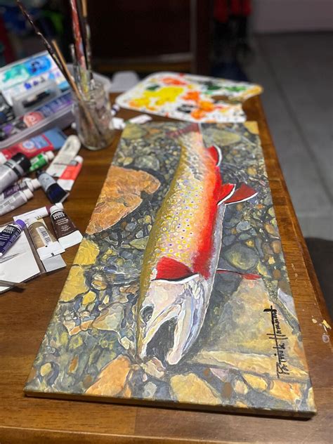 Original Brook Trout Painting Archival Giclée Paper Print Etsy