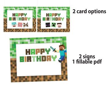 Minecraft Birthday Cards And Signs Worksheets Library