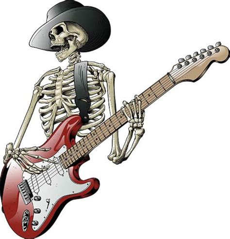 Skeleton Guitar Player Rock And Roll Grateful Dead Heavy Metal Punk