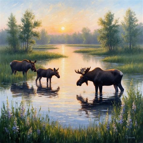 Moose In Wetland Waters Free Stock Photo - Public Domain Pictures