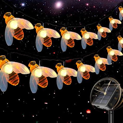 ER CHEN Solar Powered String Lights 30 Cute Honeybee LED Lights 15FT