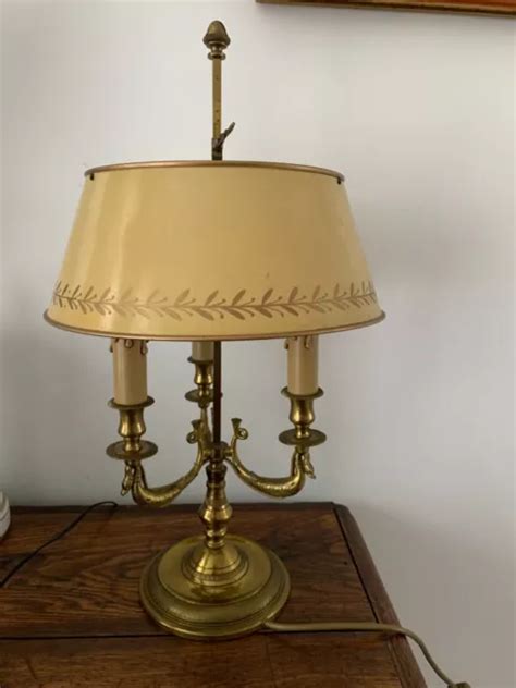 Belle Lampe Bouillotte Style Empire En Bronze Et T Le Peinte D Cor De