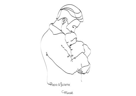 Illustration papa bébé père et son enfant