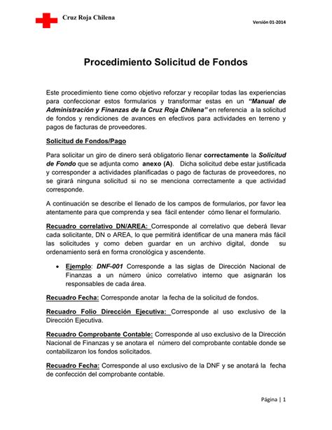 Procedimiento Solicitud De Fondos