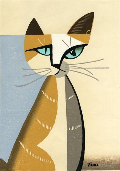 Japanese Art Print Cat Un By Tomoo Inagaki Etsy Illustratie Kunst Verfkunst Kattenkunst