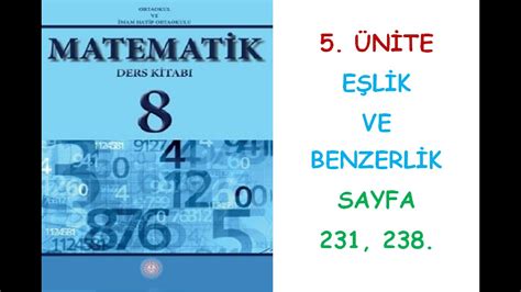 8 SINIF MATEMATİK DERS KİTABI 5 ÜNİTE EŞLİK VE BENZERLİK KONUSU