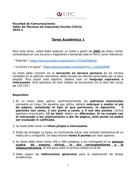 Indicaciones Y R Brica De La Ta Facultad De Comunicaciones