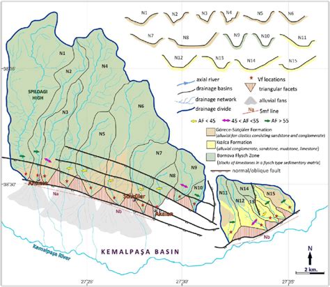 Schematic Map Showing The Main Geomorphic Indices Calculated At The