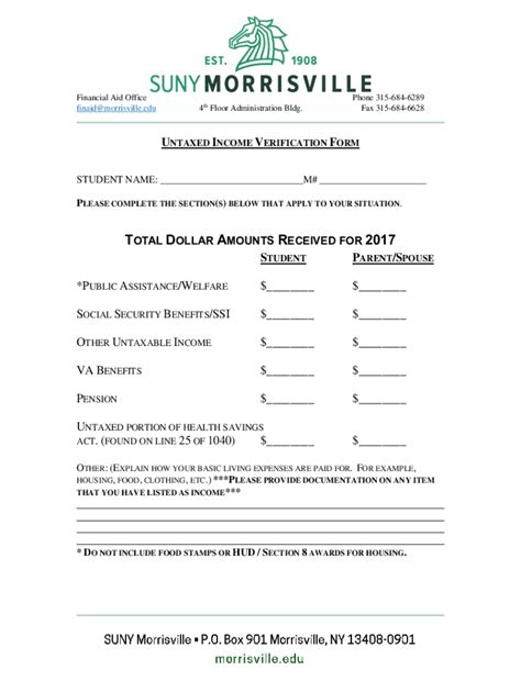 Fillable Online Untaxed Income Verification Form Fax Email Print