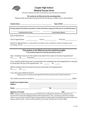 Fillable Online Medical Excuse Form Docx Fax Email Print