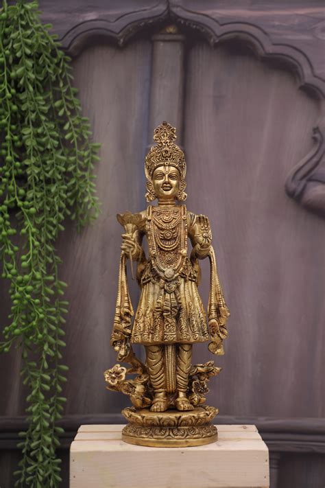 Brass Swaminarayan Aksharpurshottam Statue Made In Pure Brass Gold