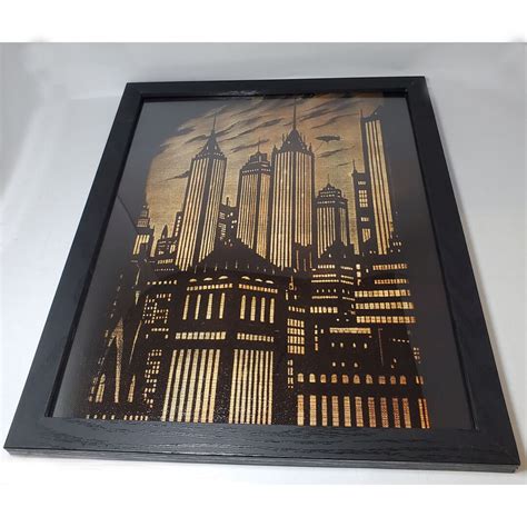 Gotham City Skyline Painted Engraving DC Comics Batman Inspired - Etsy