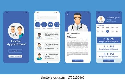 Doctor Appointment Booking Management App Ui Stock Vector Royalty Free