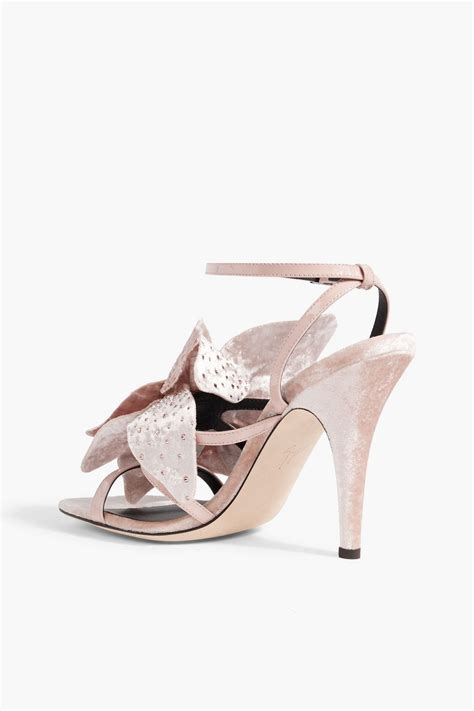 GIUSEPPE ZANOTTI Florant Embellished Velvet And Patent Leather Sandals