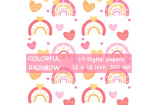 Colorful Rainbow Digital Paper Pack Graphic By Spsweet Creative Fabrica