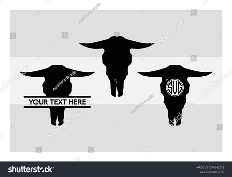 Longhorn Head Skull Svg Longhorn Head Monogram Royalty Free Stock