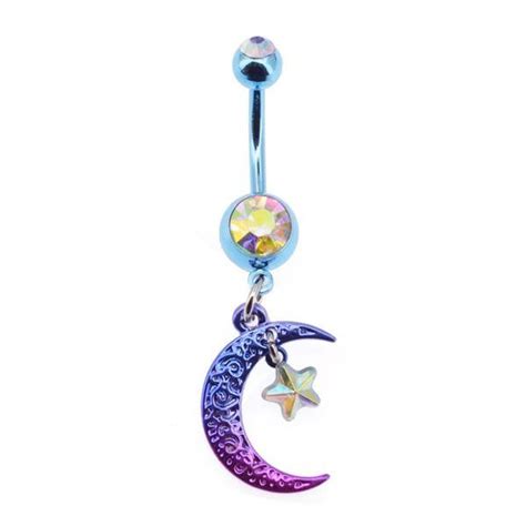 Rainbow Plated Star Navel Piercing Belly Button Ring