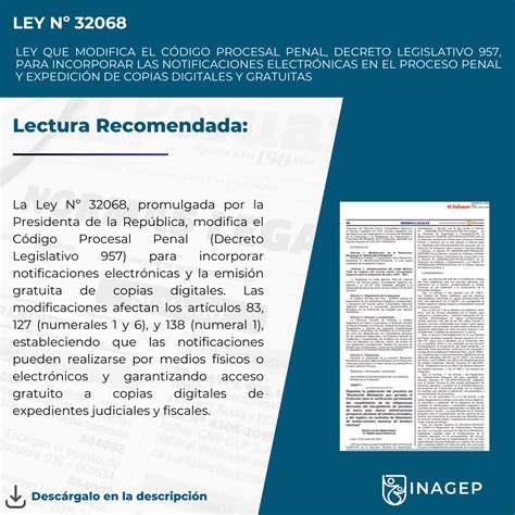 LEY QUE MODIFICA EL CÓDIGO PROCESAL PENAL DECRETO LEGISLATIVO 957