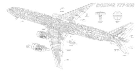 5000x2877 777, aircraft, airliner, airplane, blueprint, boeing, drawing, jet, plane ...