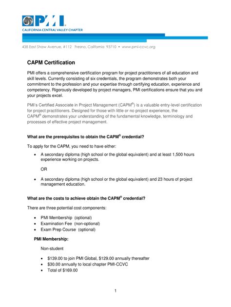 Fillable Online CAPM Certification Fax Email Print PdfFiller