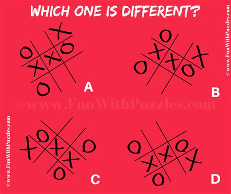 Odd One Out Tic Tac Toe Picture Puzzle Question